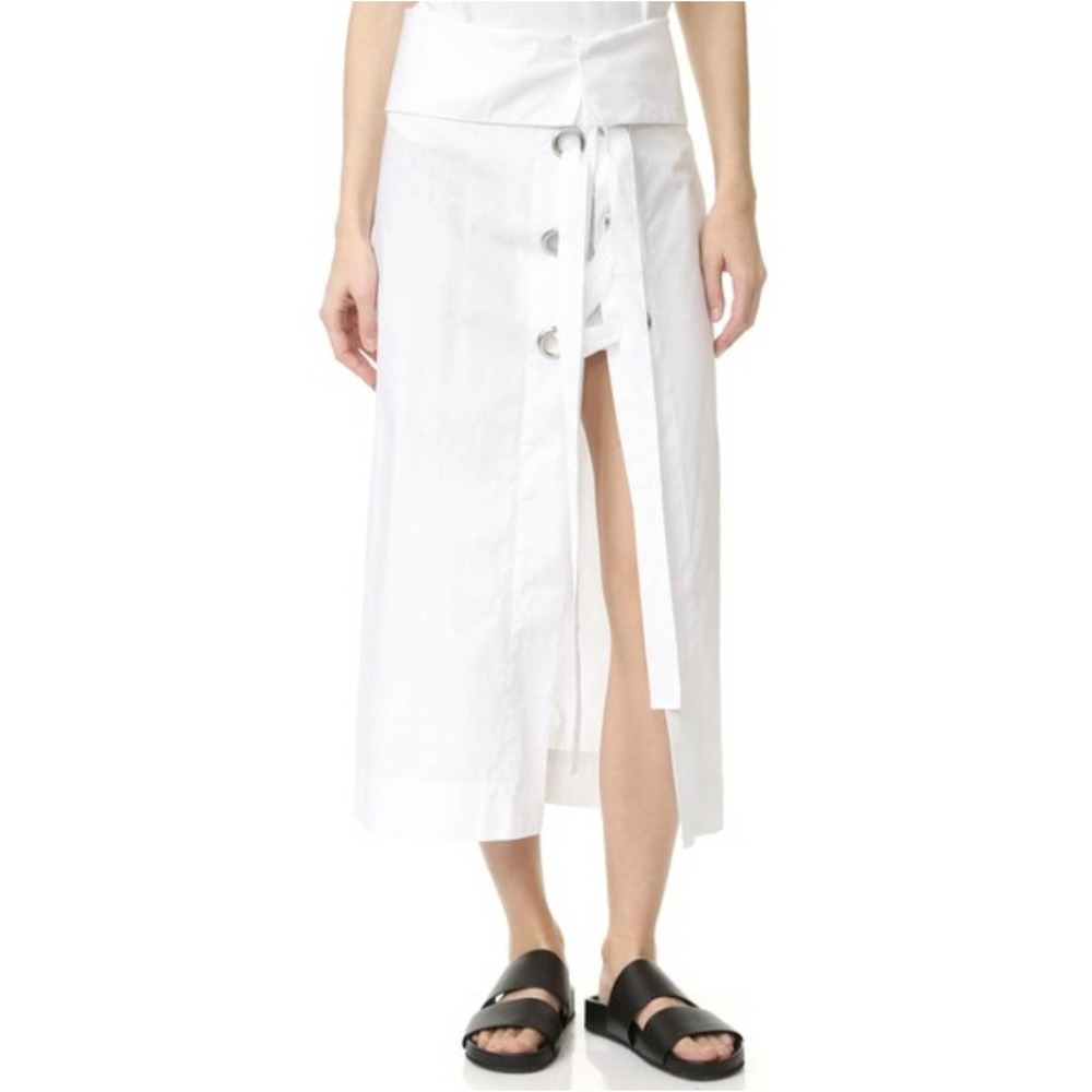 MLM LABEL White Cairo Eyelet Mini Midi Skirt small